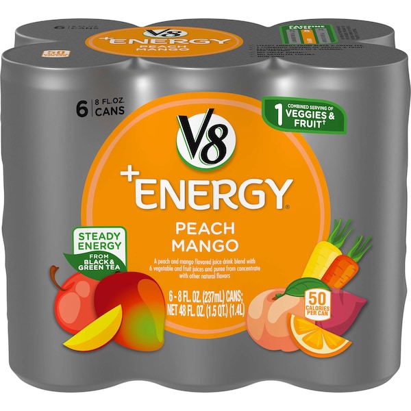 V8 Energy Peach Mango 8 oz. Per Bottle, PK24